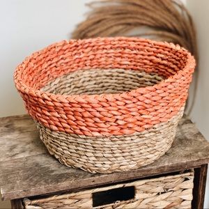 Peach Coral Wicker Basket Bin